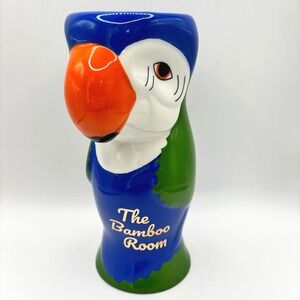Royal Caribbean Bamboo Room Parrot Tiki Mug Blue 8 inches